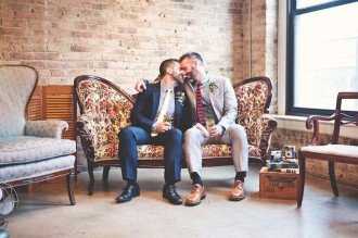 Gay Wedding Grooms at a Sofa