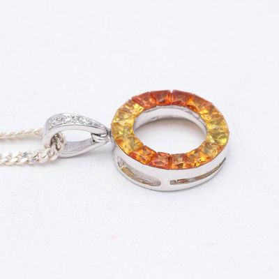 HANNAH SUNSET SAPPHIRE & DIAMOND PENDANT IN 18K GOLD
