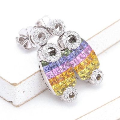 AMELIA RAINBOW SAPPHIRE & DIAMOND EARRINGS IN 18K GOLD