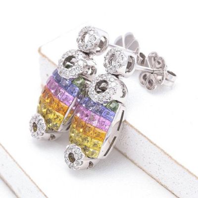 AMELIA RAINBOW SAPPHIRE & DIAMOND EARRINGS IN 18K GOLD
