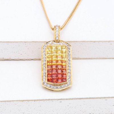 MAKAYLA SUNSET SAPPHIRE & DIAMOND PENDANT IN 18K GOLD
