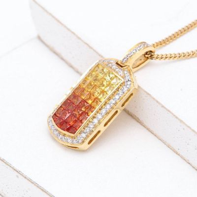 MAKAYLA SUNSET SAPPHIRE & DIAMOND PENDANT IN 18K GOLD