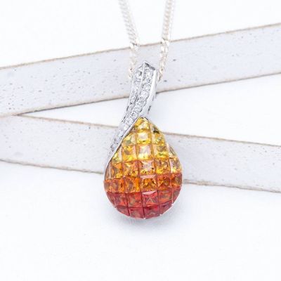 JOAN SUNSET SAPPHIRE & DIAMOND PENDANT IN 18K GOLD