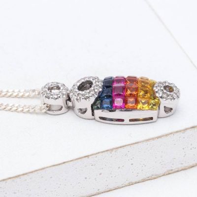 CHERYL RAINBOW SAPPHIRE & DIAMOND PENDANT IN 18K GOLD