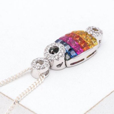 CHERYL RAINBOW SAPPHIRE & DIAMOND PENDANT IN 18K GOLD