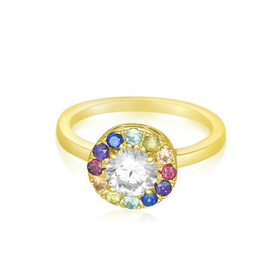 SINGAPORE FLYER GOLD SAPPHIRE RING 14K RAINBOW PRIDE