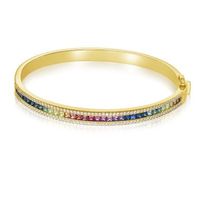 STOCKHOLM Pride 14K Diamond Pave Bangle & Unicorn Sapphire Bracelet Freedom Asexual Nonconforming