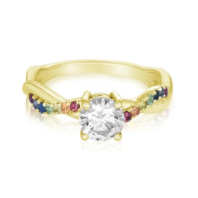 ROTHENBURG RING 14K GOLD LESBIAN ENGAGEMENT WEAVED BAND MOISSANITE GEMS OPTION