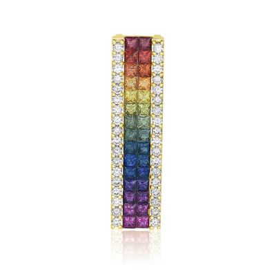 SANTA BARBARA DIAMOND RAINBOW BAR NECKLACE PENDANT GOLD