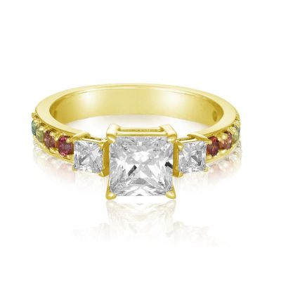 CENTRAL SQUARE RING 14K 18K SOLID GOLD LGBT PRIDE ENGAGEMENT WEDDING RING