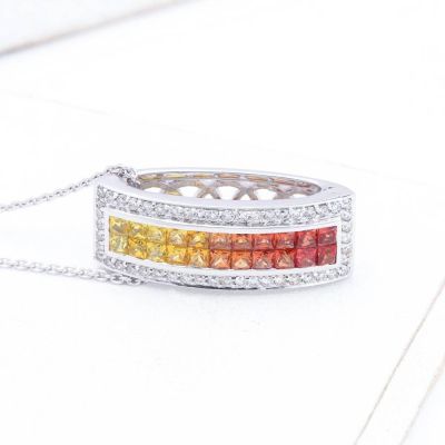 LAUREN SUNSET SAPPHIRE & DIAMOND PENDANT IN 18K GOLD