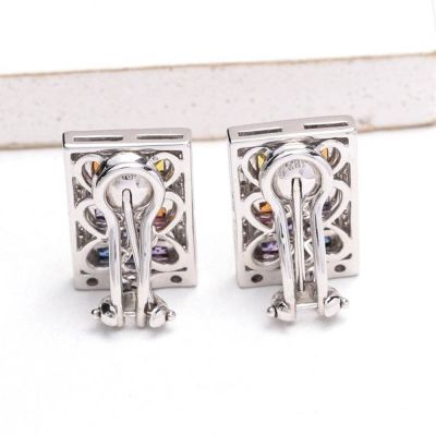 ZOE RAINBOW SAPPHIRE & DIAMOND EARRINGS IN 18K GOLD
