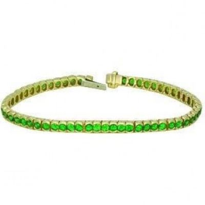 8 CARAT TSAVORITE GREEN GARNET BEZEL SET TENNIS BRACELET 14K WG AND YG- 7 INCHES BY EQUALLI.COM