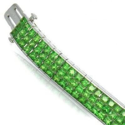 30 CARAT DESIGNER TSAVORITE TENNIS BRACELET IN18K WHITE GOLD - 7 INCHES BY EQUALLI.COM