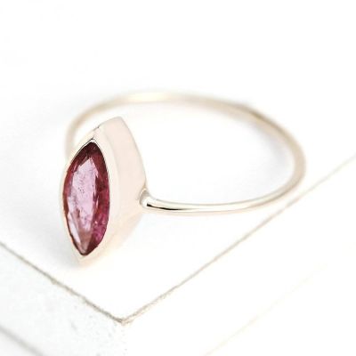 PINK TOURMALINE 0.98 CARAT 10K PINK GOLD RING - SIZE 6 By EQUALLI.com