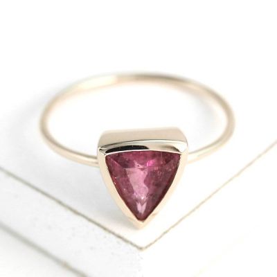 PINK TOURMALINE 1.30 CARAT 10K PINK GOLD RING - SIZE 8 By EQUALLI.com
