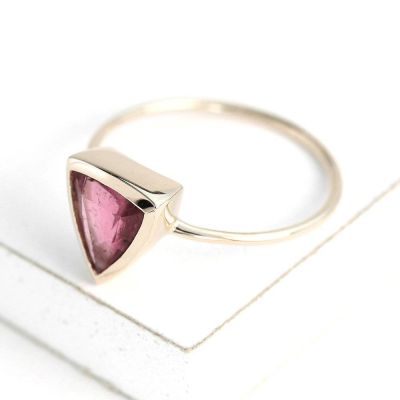PINK TOURMALINE 1.30 CARAT 10K PINK GOLD RING - SIZE 8 By EQUALLI.com