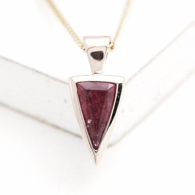 PINK TOURMALINE 1.30 CARAT 10K PINK GOLD PENDANT by EQUALLI.COM
