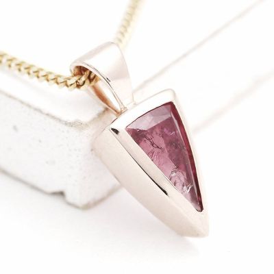 PINK TOURMALINE 1.30 CARAT 10K PINK GOLD PENDANT by EQUALLI.COM