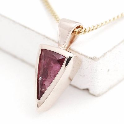 PINK TOURMALINE 1.30 CARAT 10K PINK GOLD PENDANT by EQUALLI.COM