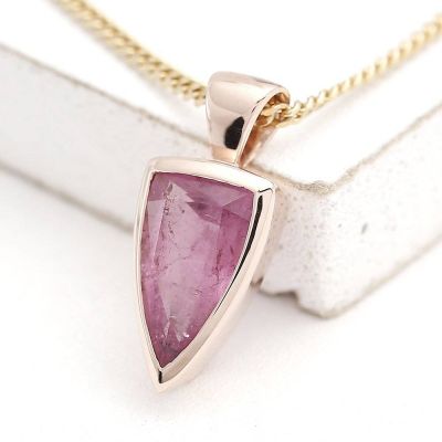 PINK TOURMALINE 1.71 CARAT 10K PINK GOLD PENDANT by EQUALLI.COM