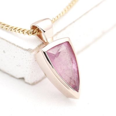 PINK TOURMALINE 1.71 CARAT 10K PINK GOLD PENDANT by EQUALLI.COM