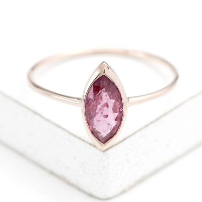 PINK TOURMALINE 1.13 CARAT 10K PINK GOLD RING - SIZE 9 by EQUALLI.COM