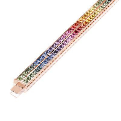 30 CARAT SAPPHIRE TENNIS BRACELET IN 14K GOLD PRINCESS CUT SAPPHIRE 3.4MM