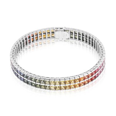 24 CARAT CHELSEA PRINCESS CUT BRACELET IN STERLING SILVER by EQUALLI.COM