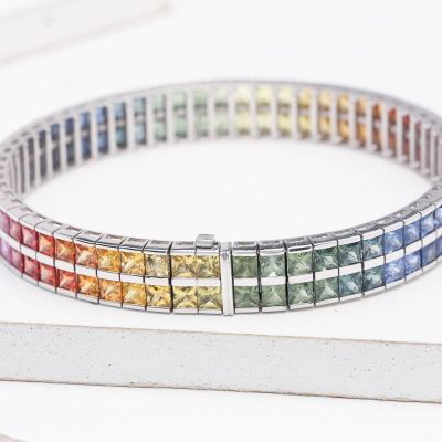 20 CARAT CHELSEA PRINCESS CUT BRACELET IN 18K GOLD by EQUALLI.COM