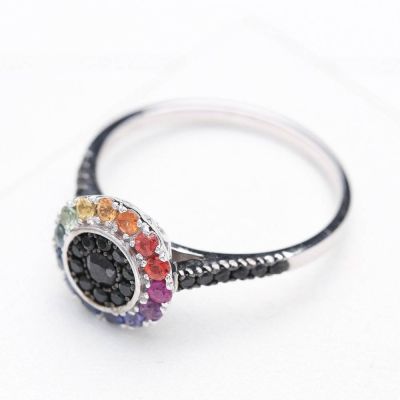 SYDNEY RING WITH BLACK DIAMOND IN 14K GOLD by EQUALLI.COM