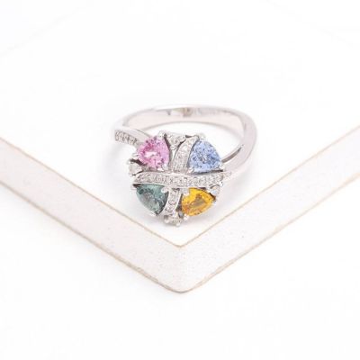 LILY RAINBOW SAPPHIRE & DIAMOND RING IN 18K GOLD