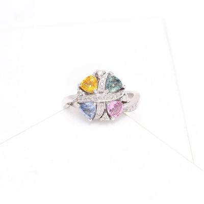 LILY RAINBOW SAPPHIRE & DIAMOND RING IN 18K GOLD