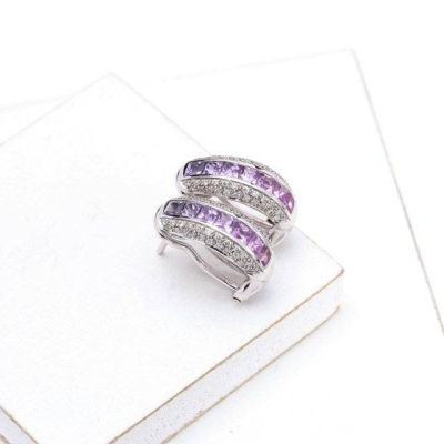 Pink to Purple Sapphire & Diamond 18K Gold Earrings (2.24ct tw)