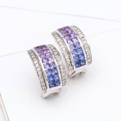 LAUREN PURPLE SAPPHIRE & DIAMOND EARRINGS IN 18K GOLD