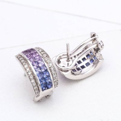 LAUREN PURPLE SAPPHIRE & DIAMOND EARRINGS IN 18K GOLD