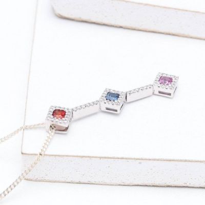 SARAH RAINBOW SAPPHIRE & DIAMOND PENDANT IN 18K GOLD