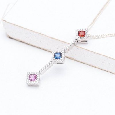 SARAH RAINBOW SAPPHIRE & DIAMOND PENDANT IN 18K GOLD