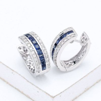 EMILY BLUE SAPPHIRE & DIAMOND EARRINGS IN 18K GOLD