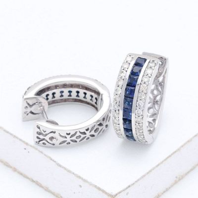 EMILY BLUE SAPPHIRE & DIAMOND EARRINGS IN 18K GOLD