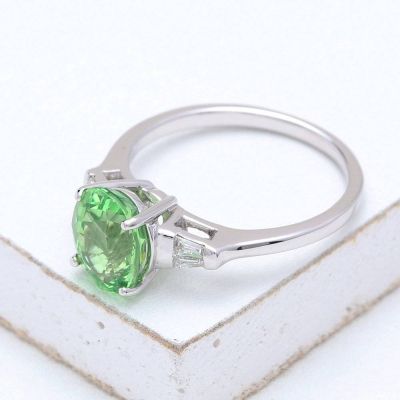 CHARIS TSAVORITE GREEN GARNET ENGAGEMENT RING IN 18K GOLD by EQUALLI.COM