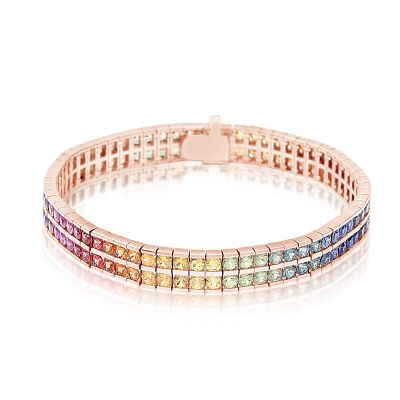 24 CARAT SAPPHIRE BRACELET IN 14K GOLD ROUND CUT SAPPHIRE 3.4MM