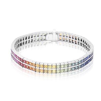 20 CARAT SAPPHIRE ROUND CUT 3.0MM CHELSEA BRACELET IN 925 STERLING SILVER