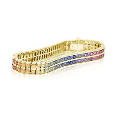 20 CARAT ETERNITY BRACELET ROUND CUT SAPPHIRE 3.0MM IN 14K GOLD