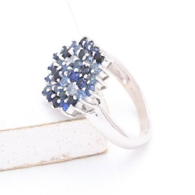 BONITA BLUE SAPPHIRE RING 1.4 CT IN STERLING SILVER by EQUALLI.COM 