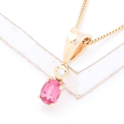 KARA RARE PINK SPINEL & DIAMOND PENDANT IN 14K YELLOW GOLD by EQUALLI.COM