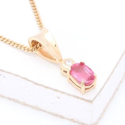 KARA RARE PINK SPINEL & DIAMOND PENDANT IN 14K YELLOW GOLD by EQUALLI.COM