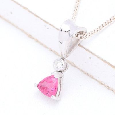 KORA RARE PINK SPINEL & DIAMOND PENDANT IN 14K WHITE GOLD by EQUALLI.COM