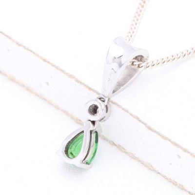 BLAIR TSAVORITE GREEN GARNET & DIAMOND IN 14K WHITE GOLD PENDANT by EQUALLI.COM