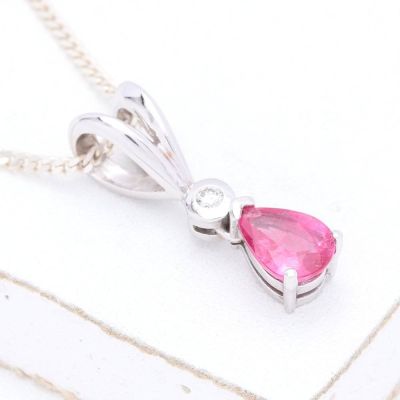 KYLIE RARE PINK SPINEL & DIAMOND PENDANT IN 14K WHITE GOLD by EQUALLI.COM